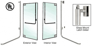 CRL-Blumcraft® Brushed Stainless Left Hand Reverse Glass Mount Keyed Access "D" Exterior, Top Securing Panic Handle