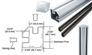 CRL Mill AWS 2" x 2-5/8" Rectangular 90 Degree 48" Corner Post Kit