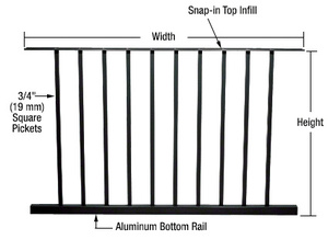 CRL Matte Black 200, 300, 350, and 400 Series 48"W x 48"H Picket Panel