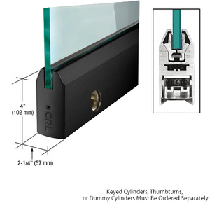 CRL Matte Black 1/2" Glass 4" Tapered Door Rail With Lock - 35-3/4" Length