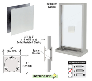 CRL Polished Stainless Steel 5" Square Level 2 Bullet Resistant Speak-Thru