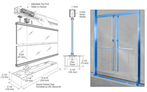 CRL-Blumcraft® Painted 1301 Entry Door 1/2" Glass w/Overhead Closer - No Lock