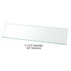 CRL 5" x 24" Rectangle 3/8" Clear Tempered Glass Shelf - 5/Pk
