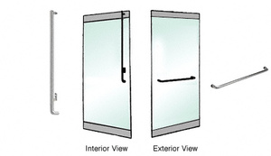 CRL-Blumcraft® Brushed Stainless Right Hand Double Acting Rail Mount "A" Exterior Dummy Handle