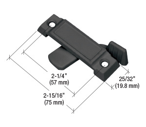 CRL Black Sliding Window Lock with 2-1/4" Screw Holes and 5/8" Latch Projection