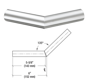 CRL Polished Stainless Steel 1-1/4" Schedule 40 - 135 Degree Corner