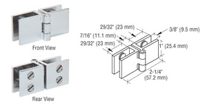 CRL Chrome Wide Face Glass-to-Glass Out-Swing Set Screw Hinge