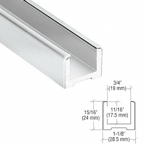 CRL-Blumcraft® Polished Stainless Wet Glaze U-Channel for 1/2" (12 mm) Glass 120"