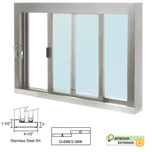 CRL Standard Size Self-Closing Deluxe Service Window Glazed with S.S.Step-Sill