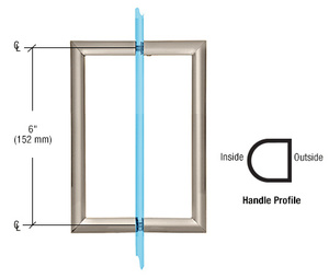 CRL 6" Brushed Nickel RM Series Flat Outside Surface/Round Tubing Inside Back-to-Back Pull Handle