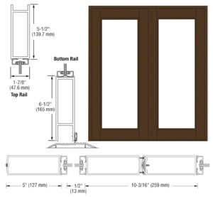 CRL-U.S. Aluminum Bronze Black Anodized Blank Pair Series 850 Durafront Wide Stile Center Hung Entrance Doors- No Prep