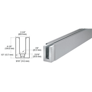 CRL Brushed Stainless B7S Series Custom Length Square Base Shoe Drilled for 3/4 Glass