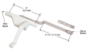 CRL White Right Hand Dyad Casement Window Operator with 4-1/2" Link Arm