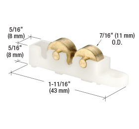 CRL 7/16" Flat Edge Tandem Brass Window Roller for 1-11/16" Housing