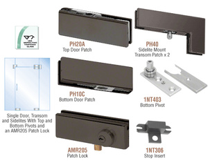 CRL Black Bronze Anodized North American Patch Door Kit for Use with Fixed Transom and Two Sidelites - With Lock