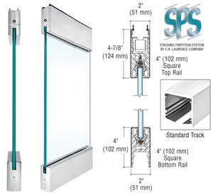 CRL Brushed Stainless Type 4 Standard SPS with 4" Square Rails Top and Bottom