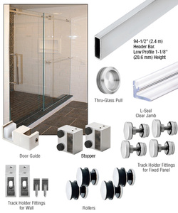 CRL Polished Stainless Steel Deluxe 180 Degree Serenity Series Sliding - 95" Length System