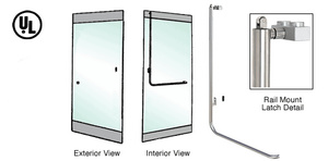 CRL-Blumcraft® Polished Stainless Left Hand Reverse Rail Mount Retainer Plate "Z" Exterior, Top Securing Panic Handle