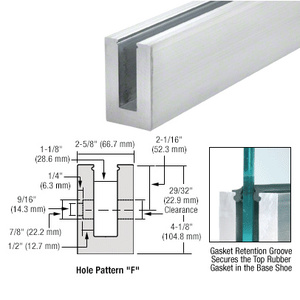 CRL B6N Series Mill Aluminum 120" Fascia Mount Square Base Shoe Drilled for 5/8" Glass 