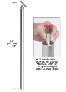 CRL Polished Stainless 56" P7 Series Adjustable Swivel Blank Post