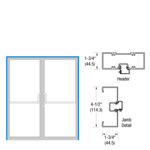 CRL-U.S. Aluminum Clear Anodized Up and Over Open Back Double Door Frame Prepped for Butt Hung Surface Mount