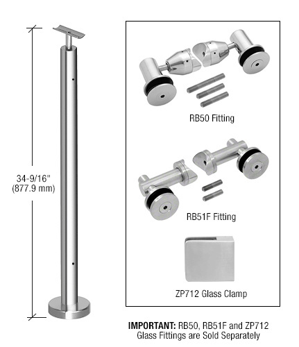 CRL Polished Stainless 36" P7 Series End Post Railing Kit No Fittings