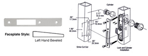 CRL Aluminum Left Hand Beveled Faceplate for DL2130 Series Hook Throw Deadlocks