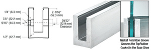 CRL B7S Series Mill Aluminum 240" Heavy-Duty Square Base Shoe Fascia Mount Drilled for 3/4" Glass