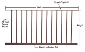 CRL Matte Bronze 200, 300, 350, and 400 Series 60"W x 36"H Picket Panel