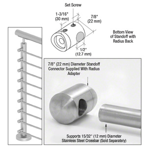 CRL 316 Brushed Stainless Left End Standoff Connector (Radius Back)