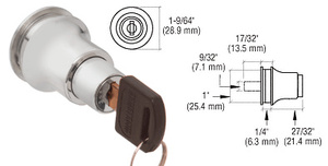 CRL Satin Chrome Keyed Alike Lock for Cabinet Glass Door