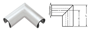 CRL Mill Finish 1.9" Diameter 90 Degree Horizontal Corner for 1/2" or 5/8" Glass Cap Railing