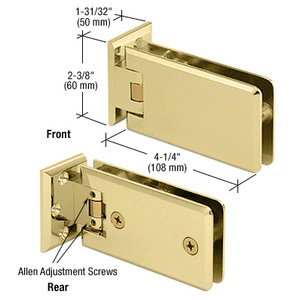 CRL Polished Brass Grande Series Adjustable Wall Mount Offset Back Plate Hinge