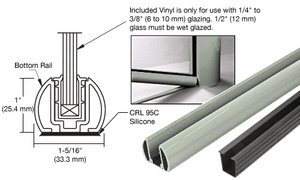 CRL Agate Gray AWS 72" Bottom Rail Kit With Rigid Glazing Vinyl