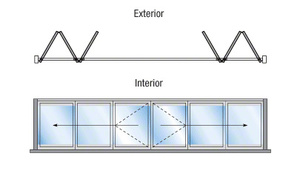 CRL Satin Anodized Palisades S90 3+3 Bi-Fold Bi-Part Exterior Swing with Raised Sill and Exterior Lever Lock