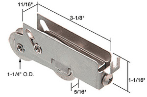 CRL 1-1/4" Tandem Stainless Steel Ball Bearing Sliding Glass Door Roller with 11/16" Wide Housing for Pacific Doors