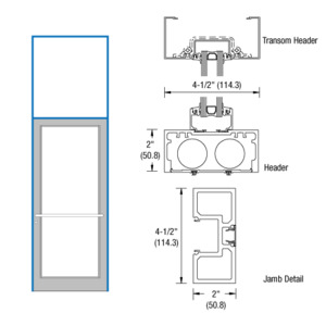 CRL-U.S. Aluminum Custom KYNAR® Paint 40" x 126" Series DF800 Tubular Center Hung Transom Frame Complete (1FT)