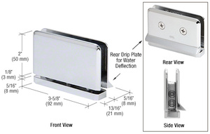 CRL Polished Chrome Prima Hinge with Rear Drip Plate