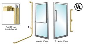 CRL-Blumcraft® Satin Brass Right Hand Reverse Aluminum Door Mount Keyed Access "X" Exterior, Top Securing Panic Handle
