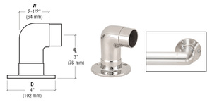 CRL Polished Stainless Flush Wall Return for 2" Tubing