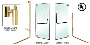 CRL-Blumcraft® Satin Brass Right Hand Reverse Glass Mount Keyed Access "B" Exterior, Top Securing Panic Handle