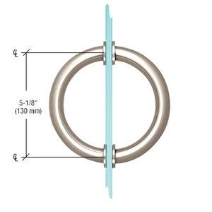CRL Polished Nickel 5-1/8" Tubular Back-to-Back Circular Style Brass Shower Door 3/4" Diameter Pull Handles