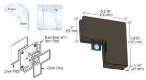 CRL Black Bronze Sidelite Mounted Transom Patch With Reversible Door Stop