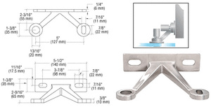 CRL Polished Stainless Double Arm “V” Wall/Fin Mounted Fitting