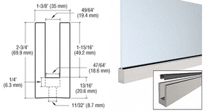 CRL Mill Aluminum 120" Small Profile Windscreen Base Shoe for 3/8" or 1/2" Glass - With Drilled Holes