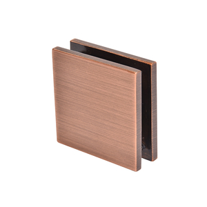 CRL Antique Brushed Copper Square Style Notch-in-Glass Fixed Panel U-Clamp
