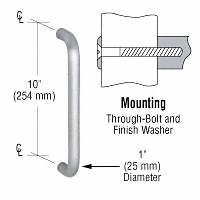 CRL 1" Clear Anodized Solid Pull Handle - 10"