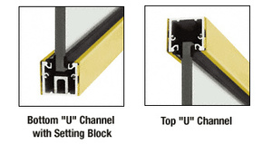 CRL Polished Brass Custom Length U-Channel with Roll-In Top Load Gasket