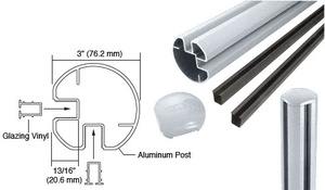 CRL Mill AWS 3" Diameter Round 90 Degree 48" Corner Post Kit