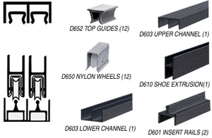 CRL Flat Black Deluxe Track Assembly D603 Upper and D601 Rail with Nylon Wheels